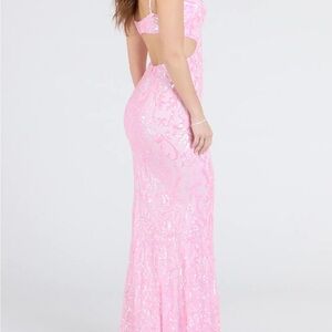 Pink Yasmin Cutout Back Mermaid Sequin Formal Dress